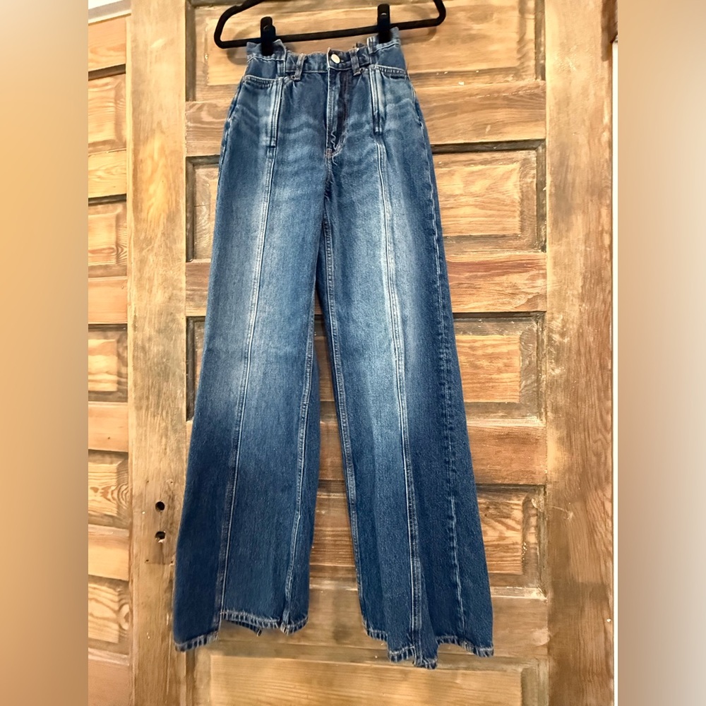 Reformation Jeans Cary High Rise Slouchy Wide Leg Jeans Cabo Reworked Size 23